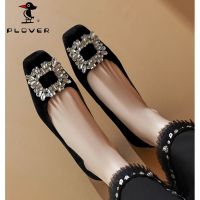 ✾ PLOVER woodpecker large size 41 square head thick-heeled high-heeled all-match professional work shoes black suede womens singles shoes