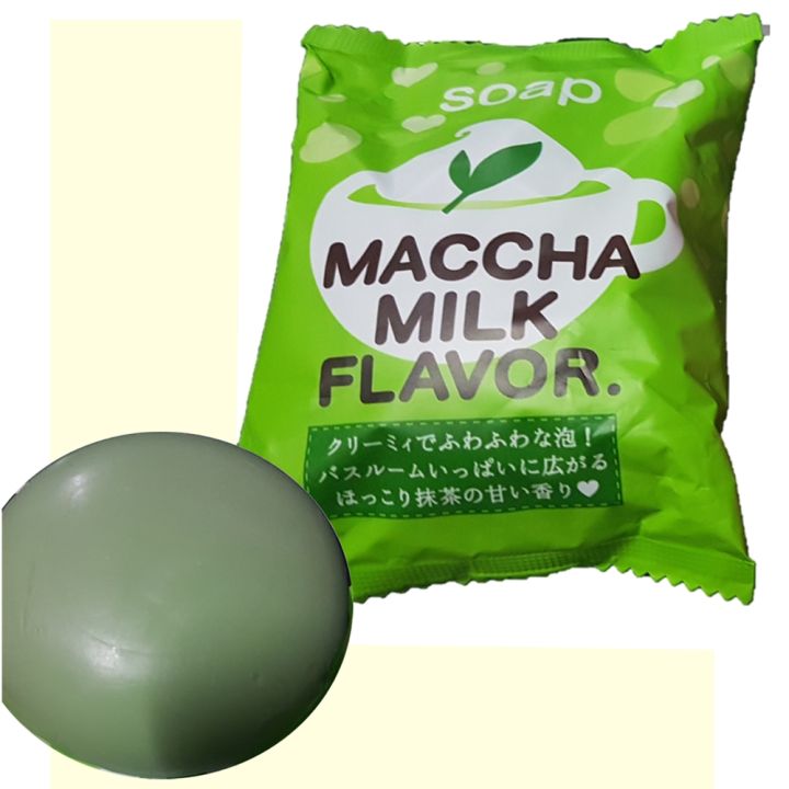 สบู่มัชชะ-มิลค์-เฟลเวอร์-โซป-กลิ่นชาเขียว-maccha-milk-flavor-1-ก้อน-สดชื่นด้วยกลิ่นชาเขียว
