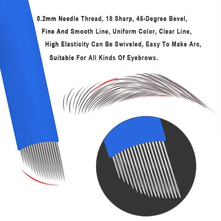 50Pcs Microblading Needles Blade Eyebrow 21F 12 14 16 18F U18 Pin