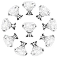 ⊕✢ 1Pcs 30mm Diamond Shape Design Crystal Glass Knobs Cupboard Drawer Pull Kitchen Cabinet Door Wardrobe Handles Hardware