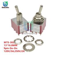 MTS-302 Mini Toggle Switch 3PDT 13*16.8MM 9pin On-On 120V 5A 250V 2A Power Rocker Toggle Switch Electrical Circuitry  Parts