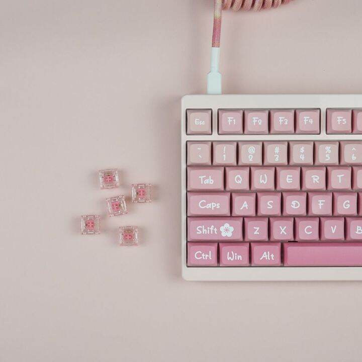 127-keys-pbt-ข้อความเหมือนกับ5ด้านย้อมย่อยสีชมพูซากุระ-xda-รายละเอียดหมวกที่สำคัญสำหรับเชอร์รี่-gateron-mx-สวิทช์วิศวกรรม-gamer-แป้นพิมพ์