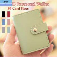 ZVTR 26 Card Slots กระเป๋ากระเป๋า สีลูกกวาด ผู้หญิงผู้ชาย หนัง PU ผู้ถือบัตรเครดิต การปิดกั้น RFID กระเป๋าสตางค์