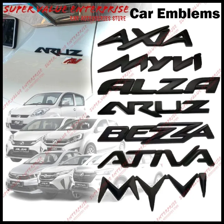 Matt Black Perodua Car logo Emblems For Perodua Myvi Ative Aruz Alza ...