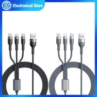 สายถักอะแดปเตอร์สาย USB หลายสายชาร์จสายชาร์จเร็วสาย USB แบบ3-IN-1สำหรับแท็บเล็ตโทรศัพท์แล็ปท็อปเคลื่อนที่