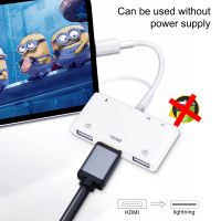 Lightning Ke 1080P USB การ์ดความจำสาย HDMI ดิจิตัลเครื่องอ่านบัตร OTG ตัวแปลงแบบหลายพอร์ตฮับสำหรับ14131211XSXRX87