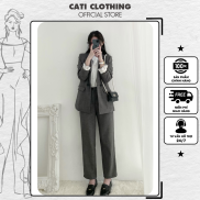 CATI Set Bộ Áo Vest Đệm Tạo Quần Tây Chun Hàng 2 Lớp Sang Xịn Mịn Tôn Dáng