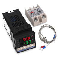 Dual Digital Temperature Controller Rkc Pid Thermostat Rex-c100ดิจิตอล Ssr Relay K Thermocouple 1M Probe