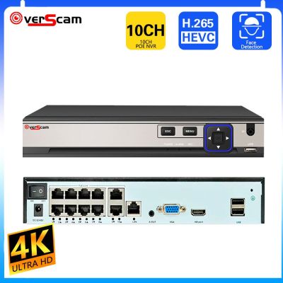 Overscam 5MP 10CH H.265 4MP 1080P 4K POE NVR ระบบเสียงออกเพื่อความปลอดภัยเครือข่ายเฝ้าระวังเครื่องบันทึกวีดีโอถึง16CH สำหรับ POE กล้อง IP J44