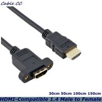 HD Copper Core HDMI-Compatible 1.4 Male to Female Screw Panel Mounting Extension Cable 3d Uhd TV High Speed 0.3m 0.5cm 1m 1.5m TV Accessories