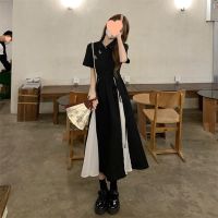 Spot parcel post Improved Cheongsam Tea Break French Style Temperament Black Dress Small Long Dress 2023 New Womens Clothing Spring and Summer