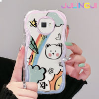 Jjlingji เคสปลอกสำหรับ Samsung J7 J7 Prime 2 J2 Prime เคสการ์ตูนหมีสีรุ้งลายดีไซน์ใหม่เนื้อครีมขอบคลื่นปลอกกันกระแทกแบบใสนิ่มโปร่งใสลายกล้องถ่ายรูปเคสมือถือเรียบง่ายปลอกป้องกันอ่อนโยน