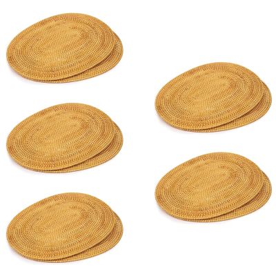 10 Pcs Oval Rattan Placemat,Natural Rattan Hand-Woven,Tea Ceremony Accessories,Suitable for Dining Room, Kitchen,Etc