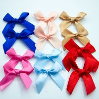 【hot】！ 20pcs Pink Bows Twist Tie Bow Appliques for Sewing Wrapping 55x60mm