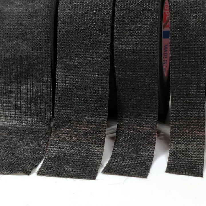 สีดำ1ม้วน9-15-19-25-32mm-x-15m-สายรัดเทปผ้าทนความร้อนสายรัดเครื่องผ้าแข็งแรงเทปหน่วงไฟผ้าทอเทป