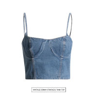 2023 Summer New Models To Capture Design Retro -Old Denim Tube Top Camisole Outer Coats Wearing Bottoming Girls