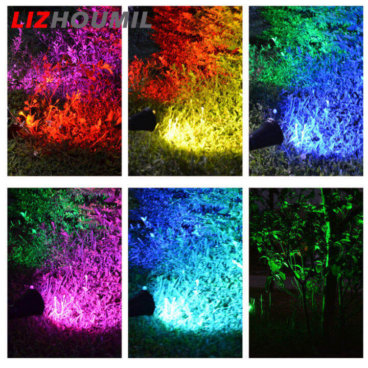 lizhoumil-ไฟพลังแสงอาทิตย์7led-แบตเตอรี่ลิเธียม2200mah-โคมไฟตกแต่งสวนกลางแจ้งสีอาร์จีบีที่มีสีสันสวนสนามหญ้า