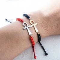 Vintage Egyptian Ankh Cross Bracelet for Women Men Minimalism Adjustable Red Black Rope Bangle Amulet Jewelry Birthday Gifts Charms and Charm Bracelet