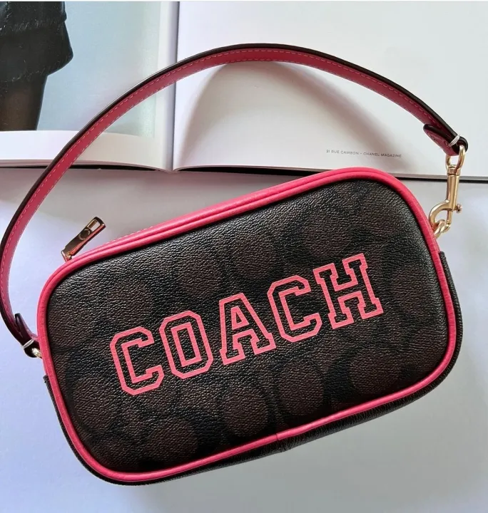 Original Coach Jamie Wristlet In Signature Canvas With Varsity Motif