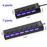 RYRA USB 2.0 Hub USB Hub 2.0 Multi USB Splitter Hub ใช้อะแดปเตอร์ไฟ47พอร์ตหลาย Expander 2.0 USB Hub พร้อมสวิตช์สำหรับ PC