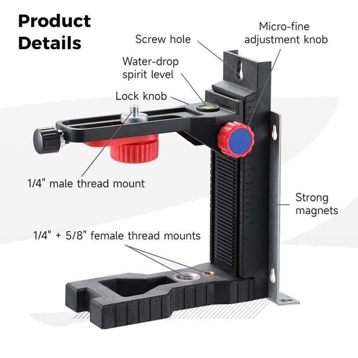 1-piece-level-bracket-level-magnetic-bracket-lasing-level-magnetic-bracket-l-shape-adjustable-lasing-level-adapter-with-1-4inch-male-thread