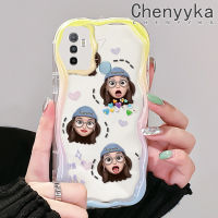 Chenyyka เคสสำหรับ OPPO A53 2020 4G A53s 4G A11s A32 A33 2020ยอดนิยมลายอิโมติคอนเด็กผู้หญิงสีสันสดใสลายคลื่นเนื้อครีมขอบเคสโทรศัพท์โปร่งใสนิ่มกันกระแทกเคสใสซิลิโคน