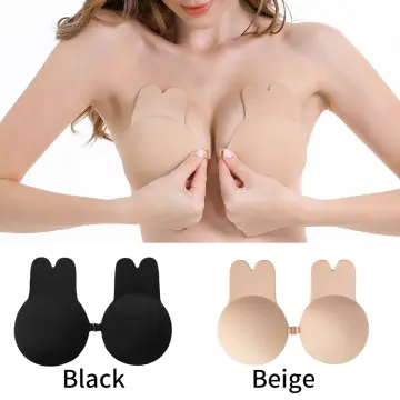 Sticky Invisible Silicone Strapless Backless Rabbit Ear Self Adhesive Push  Up Bras - Black 