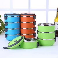 hot【cw】 Round 1 Layer Insulated Thermal Leakproof Food Containers with Handle