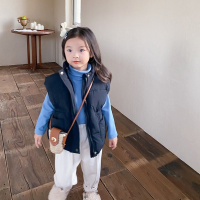 Boys and Girls Stand-up Collar Thick Warm Waistcoat Winter 2021 Childrens Solid Color Fashion Casual Down Cotton Vest Jackets