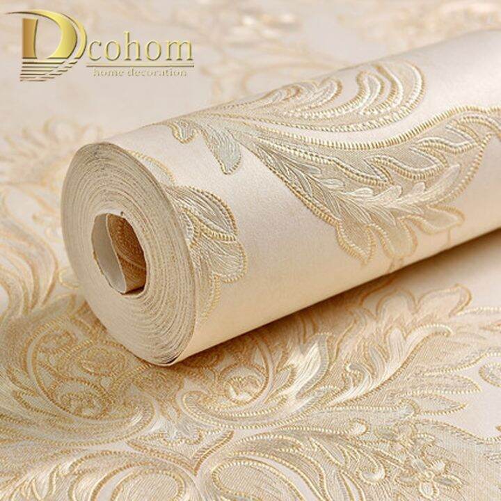 noenname-nuil-ง่ายแผ่นรองจานข้าวสไตล์ยุโรปวอลล์เปเปอร์ตกแต่งบ้านลาย-damask-3d-ม้วนวอลล์เปเปอร์สำหรับห้องนอนห้องนั่งเล่น