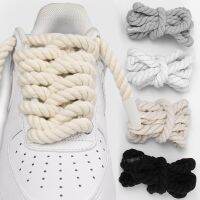 Bold Cotton Linen Twist Weave Shoelaces solid Color Rope Shoes Laces Men Women Trendy Personality kpop Sport Casual Shoestring