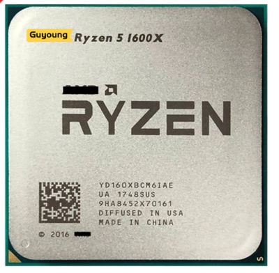 Ryzen 5 1600X R5 1600X 3.6GHz ใช้เกมเซน0.014หกแกนสิบสองเส้นเครื่องประมวลผลซีพียู95W L3 = 16M ซ็อกเก็ต YD160XBCM6IAE AM4