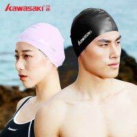 original 2023 New Fashion version Kawasaki Swimming Cap Womens Silicone Long Hair Waterproof Non-stretching Fashionable Adult Mens Swimming Goggle Cloth Swimming Cap