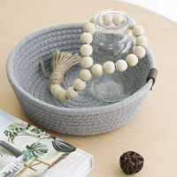 3 Piece Cotton Rope Woven Storage Basket Set Round Cotton Linen Storage Basket for Desktop Orga