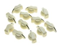 KAISH Pack of 12 Brass Insert Guitar Chicken Head Knob AMP Effect pointer Knob Ivory