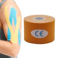 เทปพยุงกล้ามเนื้อ กล้ามเนื้อยืดหยุ่นกันน้ำดึงผ้าพันแผลสนับสนุน Kinesiology Tape ม้วนเทปกีฬา การฝึกโยคะเดินป่า วิ่งบาสเกตบอลเล่นทุกที่