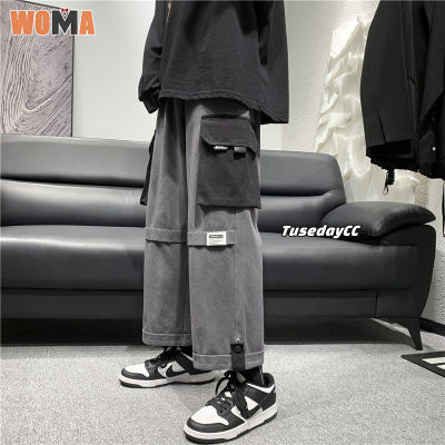 WOMA กางเกงลำลองสไตล์เกาหลีย้อนยุคญี่ปุ่นหลวมผู้ชาย
