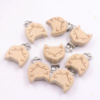 Baby Beech Wooden Clip 5pcs Baby Teether Rodent Cartoon Fox DIY Pacifier Chain Nipple Holder Accessories Nurse Gift Teething Toy Clips Pins Tacks