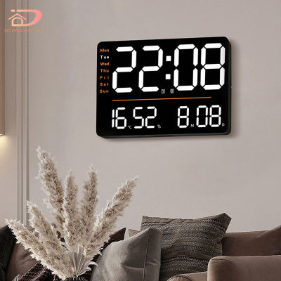นาฬิกาติดผนัง Led ดิจิตอล12/24H ปรับความสว่างได้นาฬิกาที่เตือนภัยบนโต๊ะจอแสดงอุณหภูมิความชื้น