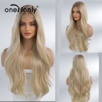 【jw】✟⊕  oneNonly Synthetic Front Wig Ombre Blonde Wigs for Hair Resistant