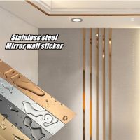 New 1 Roll Gold Wall Sticker Stainless Steel Flat Decorative Lines Titanium Mirror Wall Ceiling Edge Strip Living Room Decor Wall Stickers  Decals