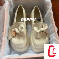 COD DSGRTYRTUTYIY White Thick-Soled Small Leather Shoes Female Japanese Soft Girl Round Toe Student Cute jk Bowknot BigFemale