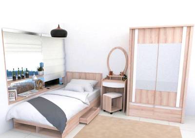 ชุดห้องนอน MARIO 3.5 ฟุต // MODEL : MARIO-SET ดีไซน์สวยหรู สไตล์ยุโรป ประกอบด้วย ( เตียง+ตู้เสื้อผ้า+โต๊ะแป้ง ) แข็งแรงทนทาน