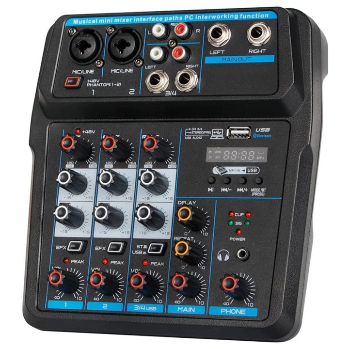audio-mixer-4-channel-usb-audio-interface-mixerdj-sound-controller-interface-with-usbbuilt-in-48v-phantom-power-for-studio