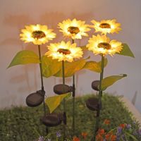 【✱2023 HOT✱】 sdis shop ไฟแสงอาทิตย์ Led Sunflower ไฟสนามหญ้ากลางแจ้งกันน้ำลานสวน Park เส้นทางทางเดินสนามหญ้าโคมไฟตกแต่ง