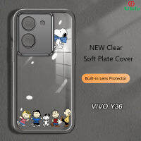 เคส VIVO Y36 Y36 5G น่ารักแฟชั่นน่ารักพิมพ์ลายสนูปี้การ์ตูนเคสกันกระแทกพร้อมฝาครอบป้องกันฟิล์มเลนส์เคสโทรศัพท์แบบใสนุ่ม