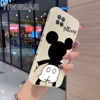 YIWESAN สำหรับ OPPO A93 2020 F17 Pro Reno 4F Reno 4 Lite กรณีการ์ตูนน่ารัก Mickey Mouse ใหม่ออกแบบด้านข้างโทรศัพท์กรณีขอบสแควร์รูปแบบซิลิโคนกรณีฝาครอบกล้องปลอกกันกระแทก Softcase ป้องกันกรณี