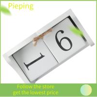 PIEPING วินเทจ ปฏิทินถาวรแบบถาวร สไตล์นอร์ดิก ทำจากไม้ ปฏิทินบล็อกไม้ โต๊ะสำหรับโต๊ะ ของตกแต่งโต๊ะ บ้านในบ้าน