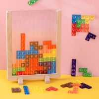 ไม้ Tetris ปริศนาเด็กปริศนาการศึกษาปฐมวัยปริศนาบล็อกสี่เหลี่ยมอะคริลิคของเล่น ~