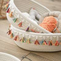 Cotton Rope Basket Rope Baskets Fabric Tray Fruit Bowl Basket Dog Toy Basket Round Open Dish Storage Baskets Home Organizer